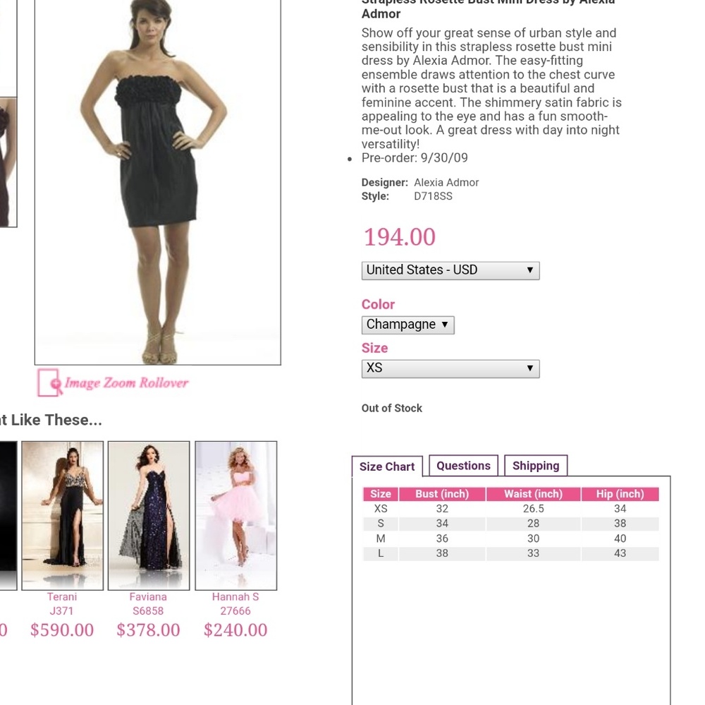 ALEXIA ADMORE ROSETTE EMPIRE WAIST STRAPLESS DRESS - Picture 8 of 9